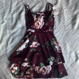 Deep Red Floral Dress from Francescas/Jun & Ivy